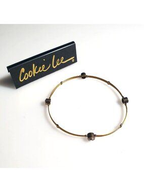 Cookie Lee Clear Crystal Goldtone Bracelet  Stackable Minimalist Jewelry Gift
